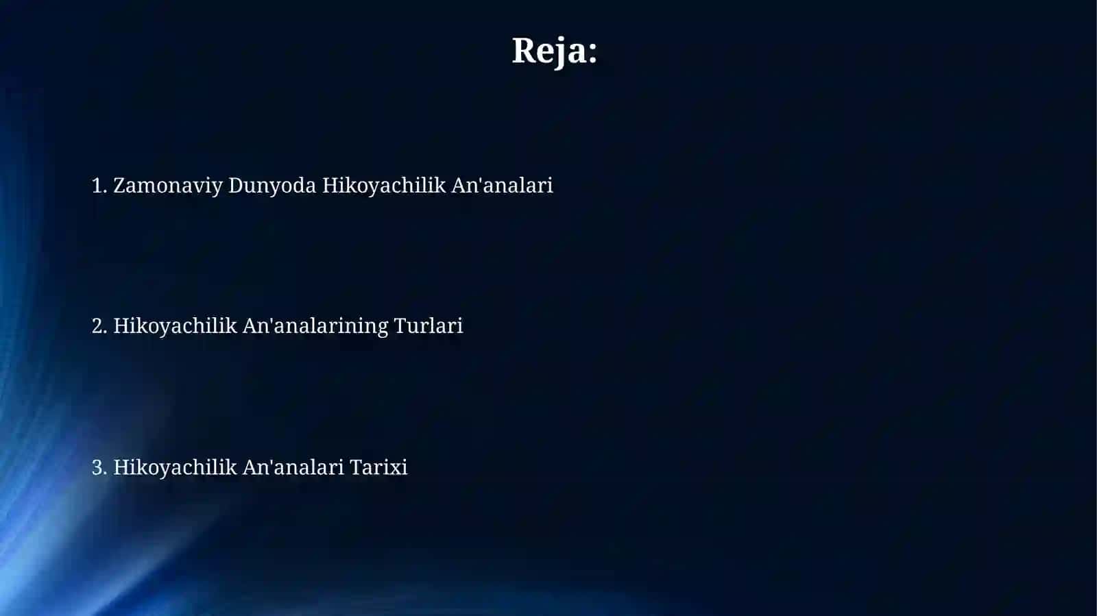 Zamonaviy Dunyoda Hikoyachilik An'analari 2