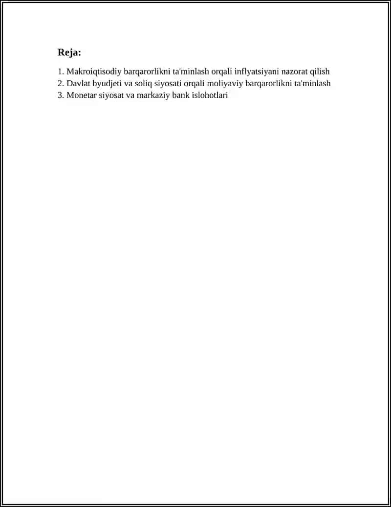 IQTISODIYOTDA BARQARORLIKNI VA TARKIBIY O'ZGARISHLARNI TA'MINLASH 2