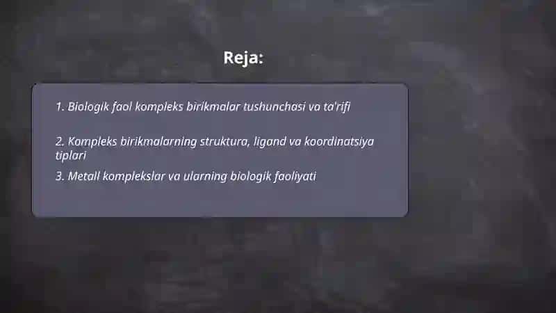 Biologik faol kompleks birikmalar 2