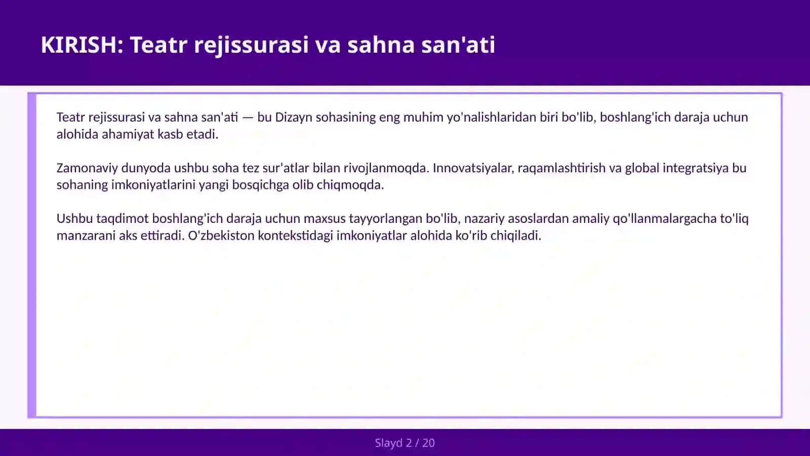 TEATR REJISSURASI VA SAHNA SAN'ATI 2