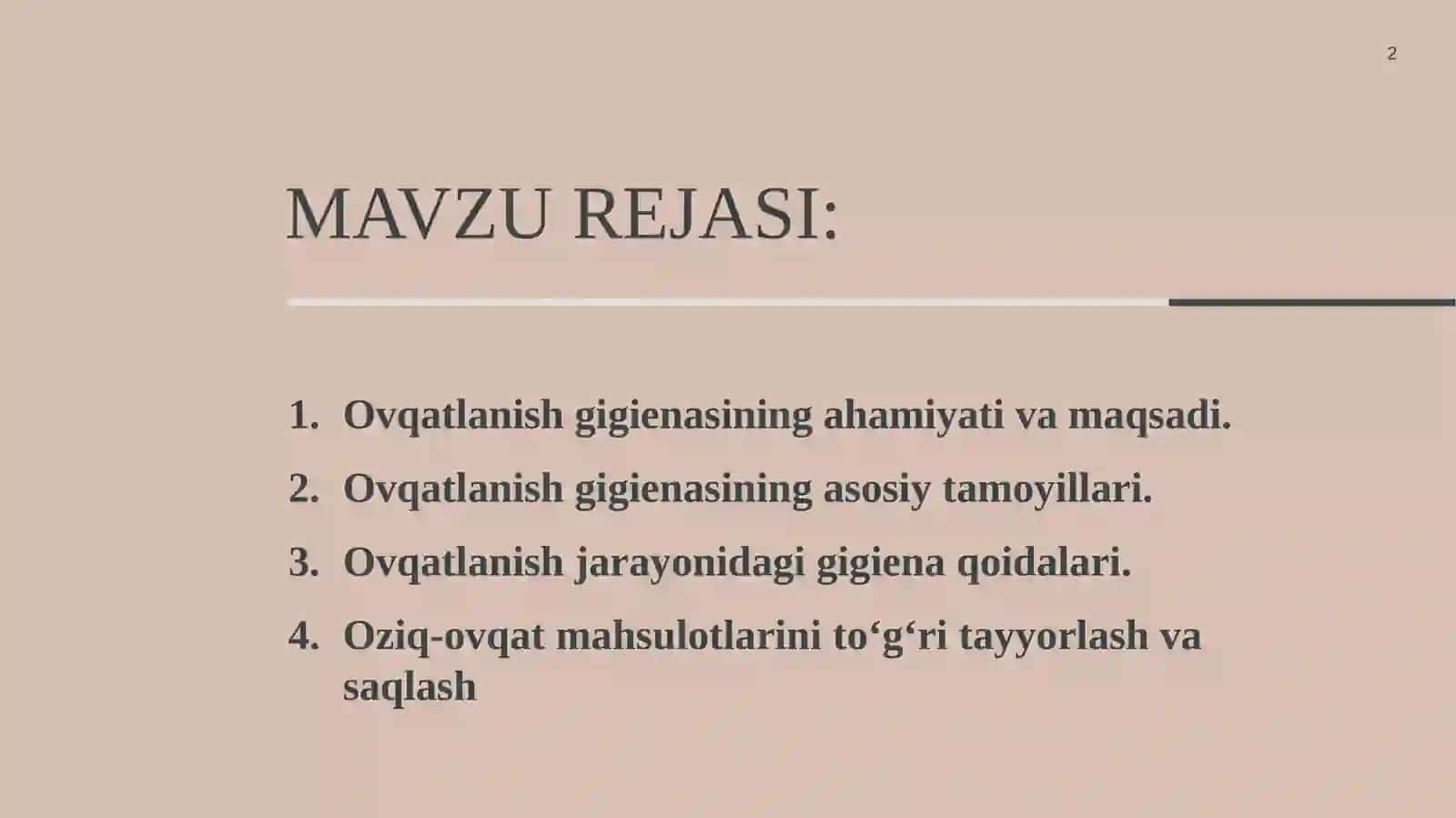 Ovqatlanish gigienasi-mustaqil ish-slayd 2