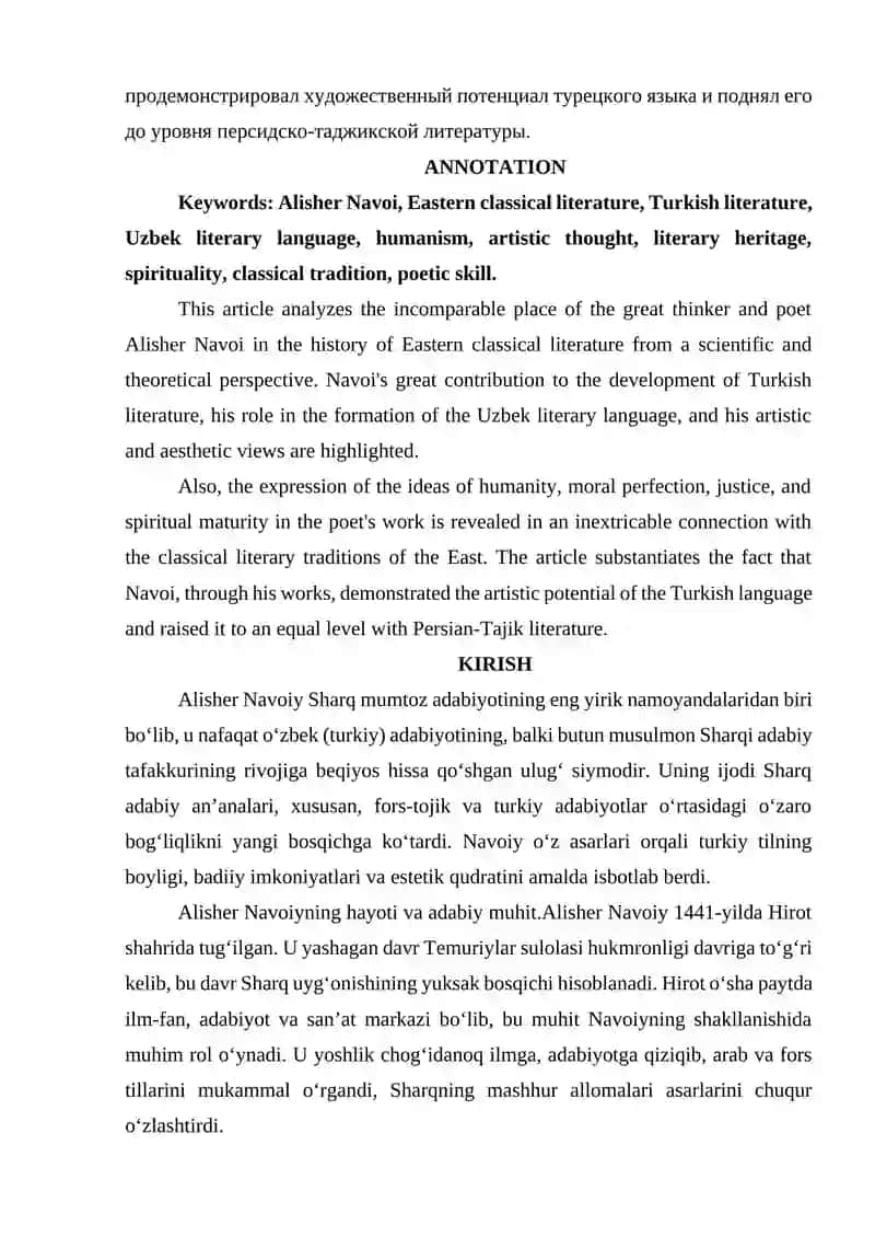 SHARQ MUMTOZ ADABIYOTI TARIXIDA ALISHER NAVOIYNING O‘RNI 2