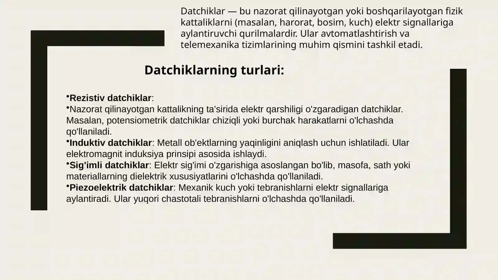 Datchiklar va ularning xatoliklarini aniqlash 2