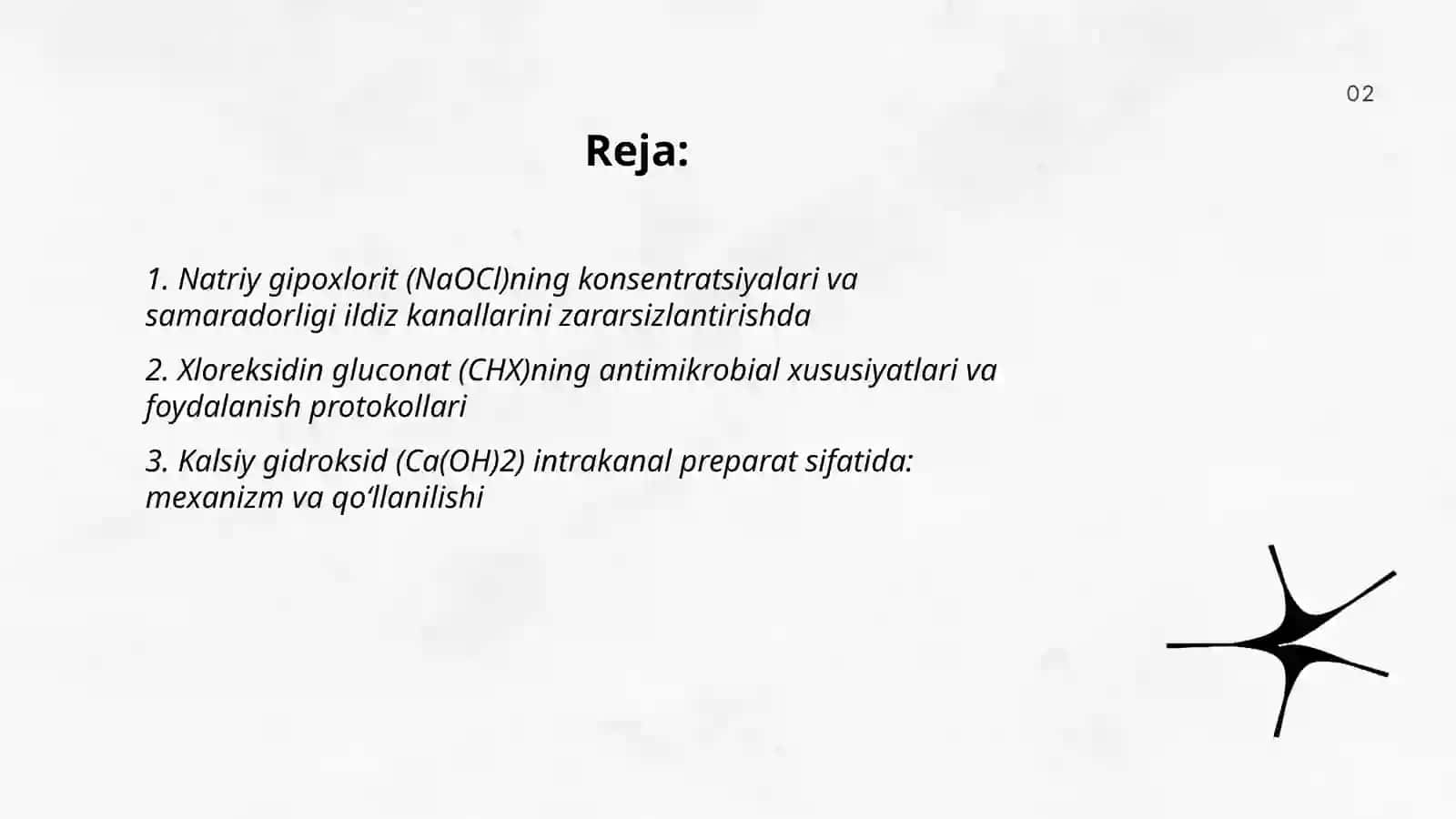 Infitsirlangan ildiz kanallarini zararsizlantirish uchun qoʻllaniladigan antirseptiklar 2