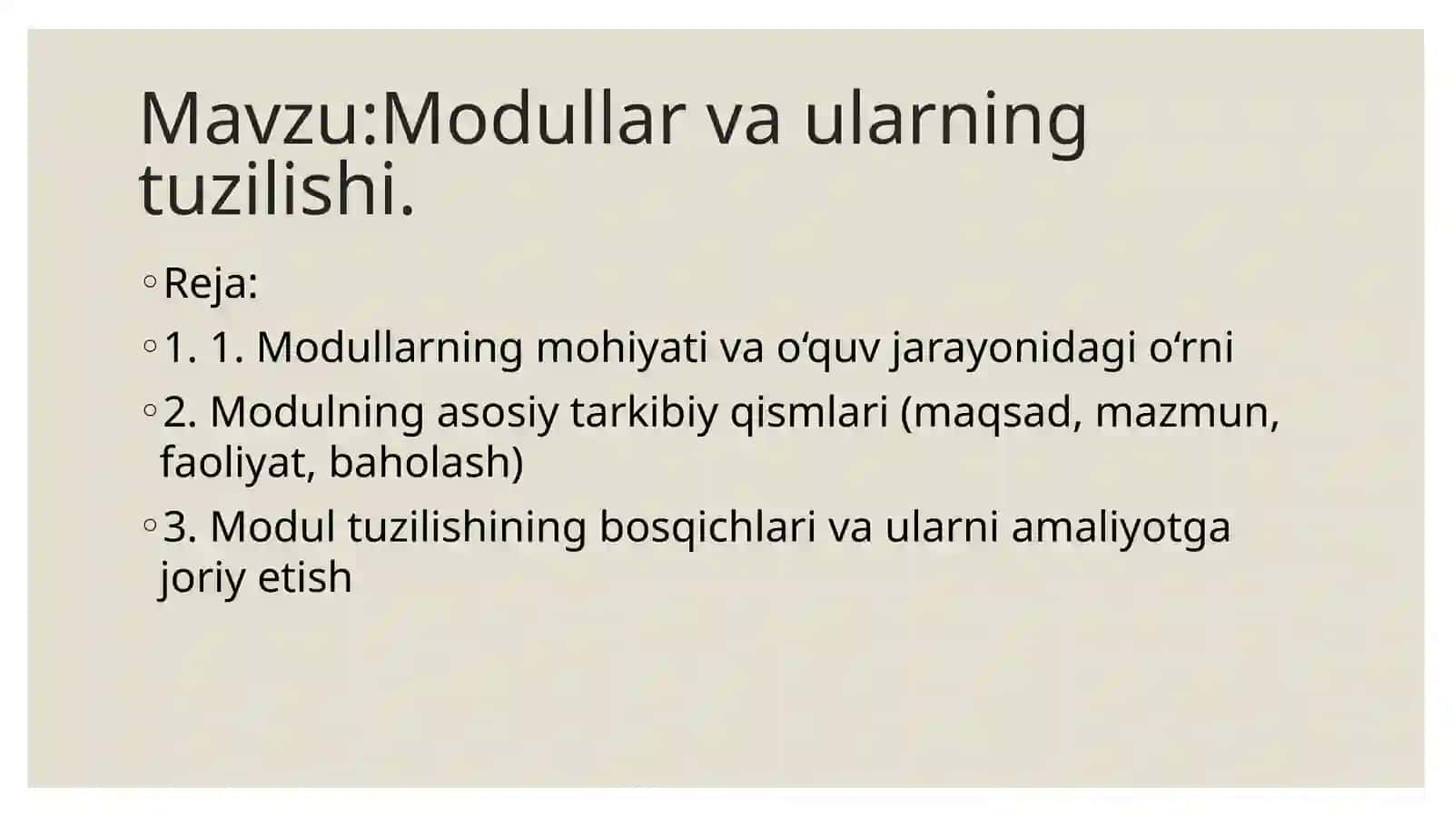 Modullar va ularning tuzilishi 2