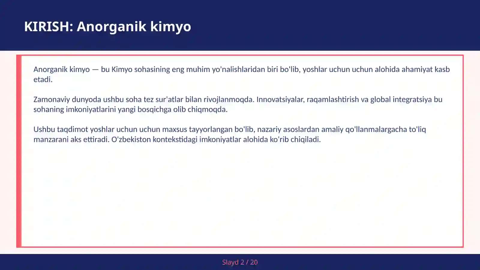 Anorganik Kimyo - Metallar — yoshlar uchun 2