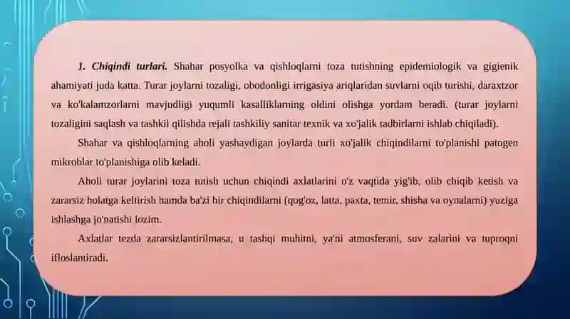 MAHALLIY MIQYOSDAGI EKOLOGIK MUAMMOLAR 2