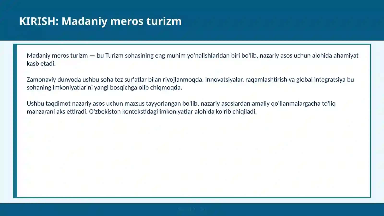 Madaniy meros turizm 2