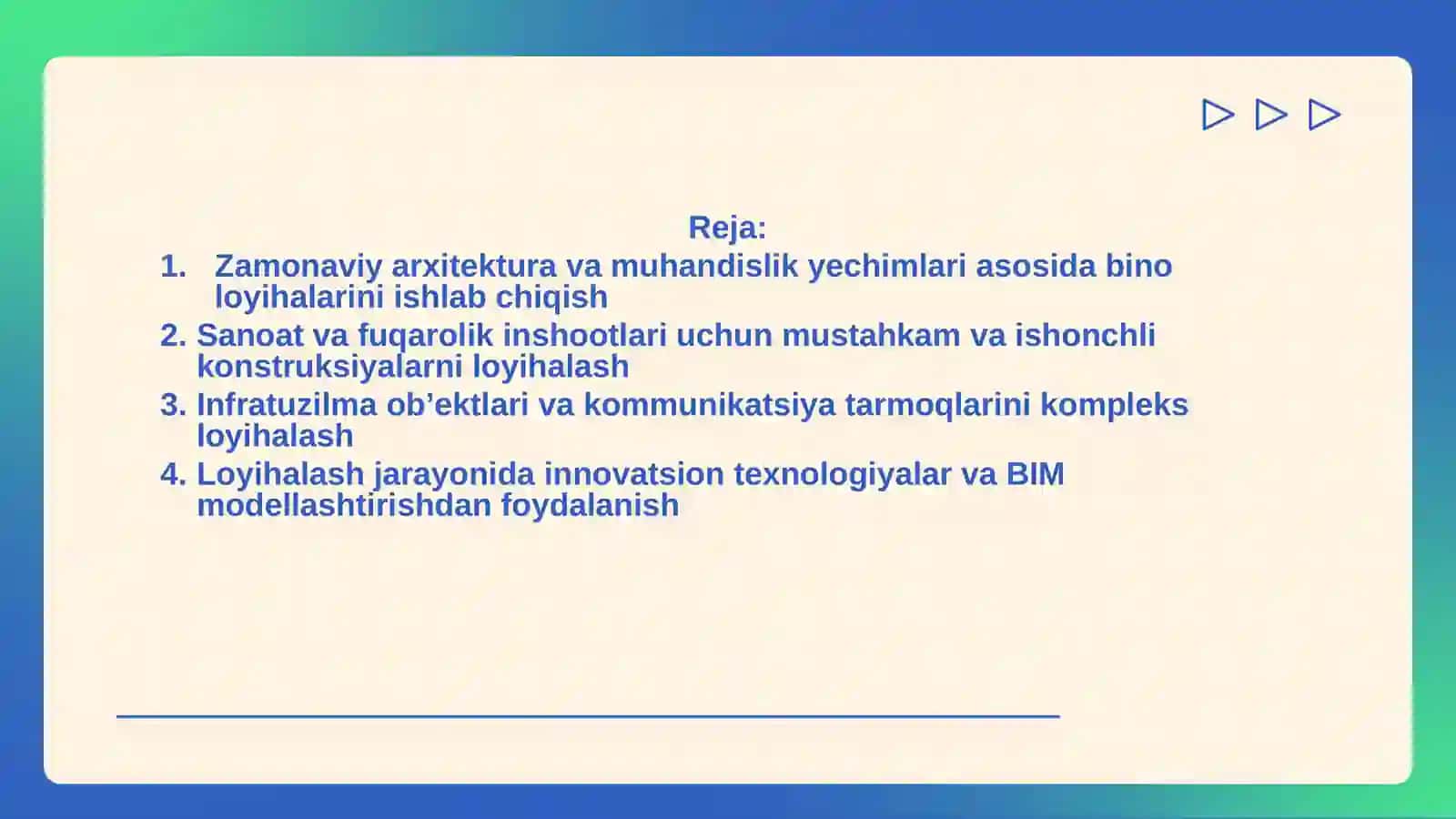 Bino va inshootlar loyihalash 2