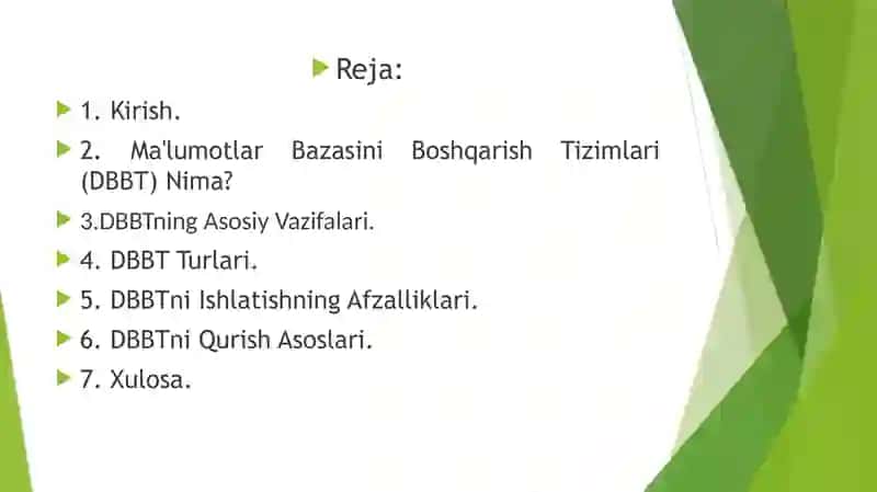 Ma’lumotlar bazasini boshqarish tizimlari 2