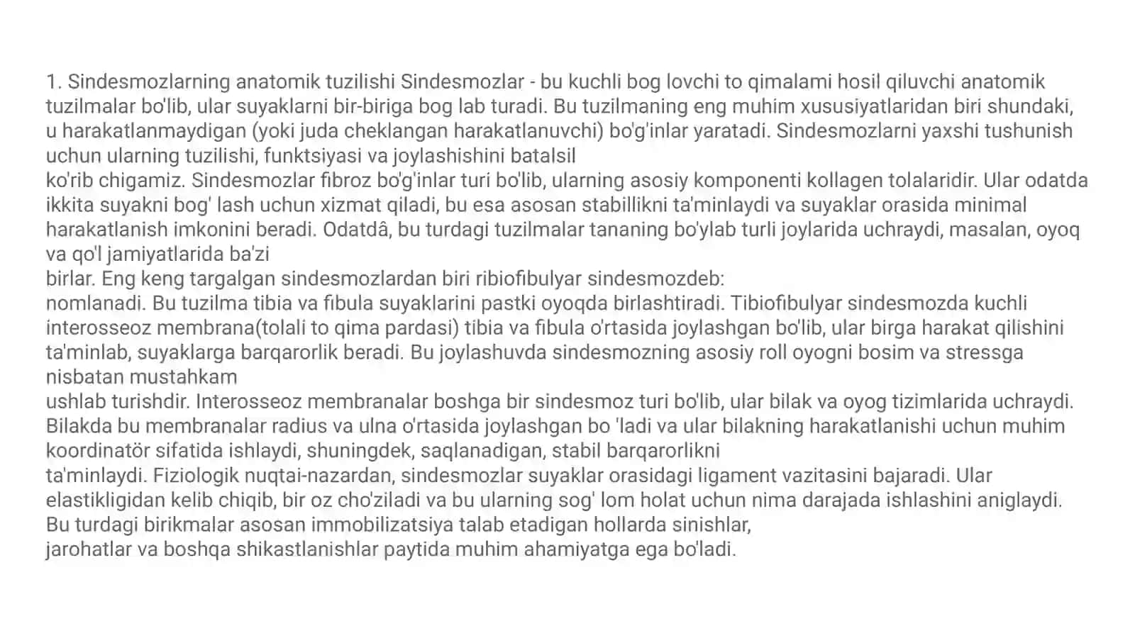 Sindesmoz, sinxondroz,sinostoz birlashuvlar 2