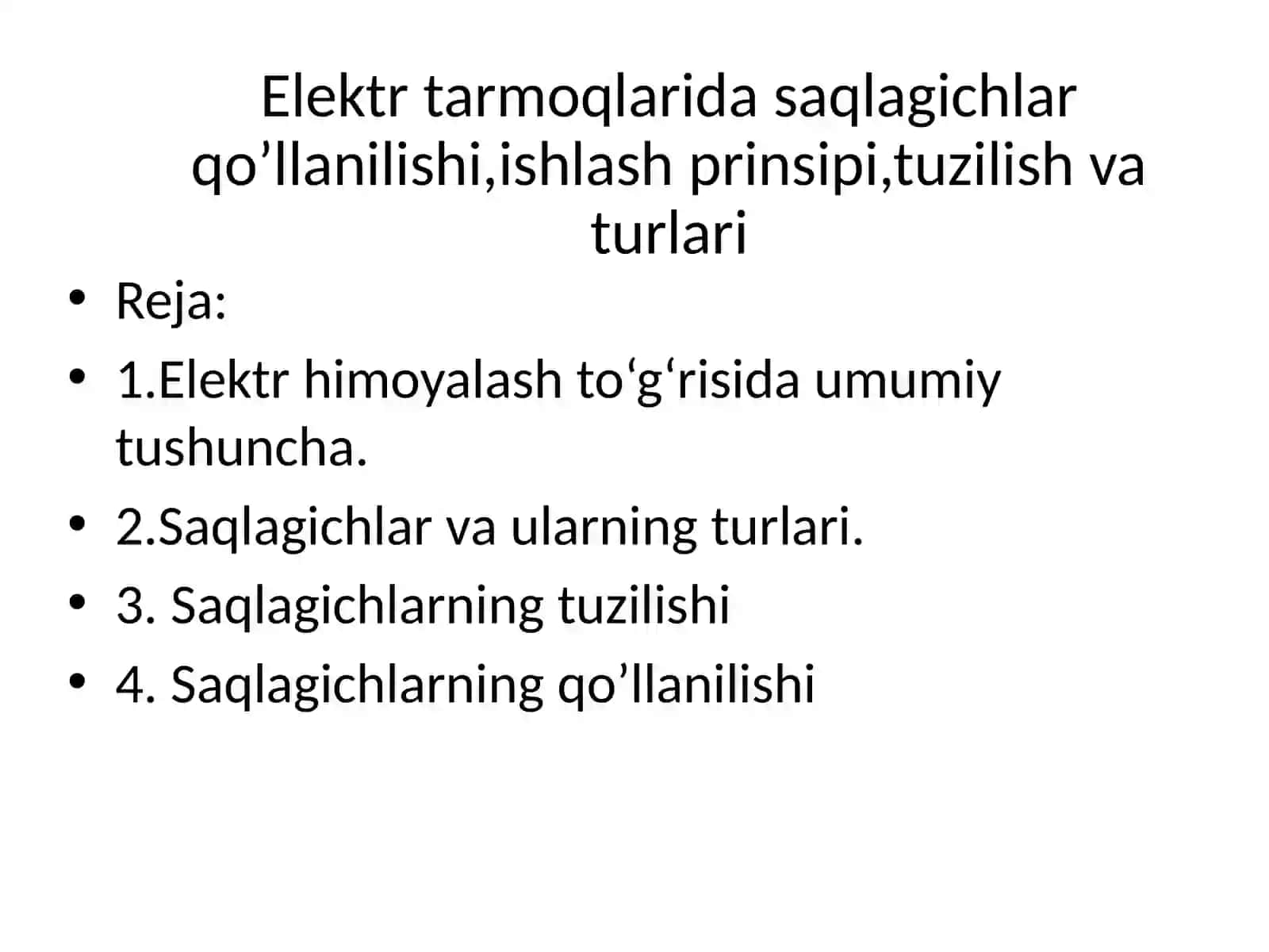 Saqlagichlar elektr tarmoqlari 2
