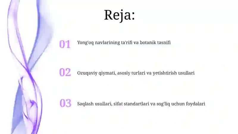 Yong'oqli mevalar navlariga tasnif 2