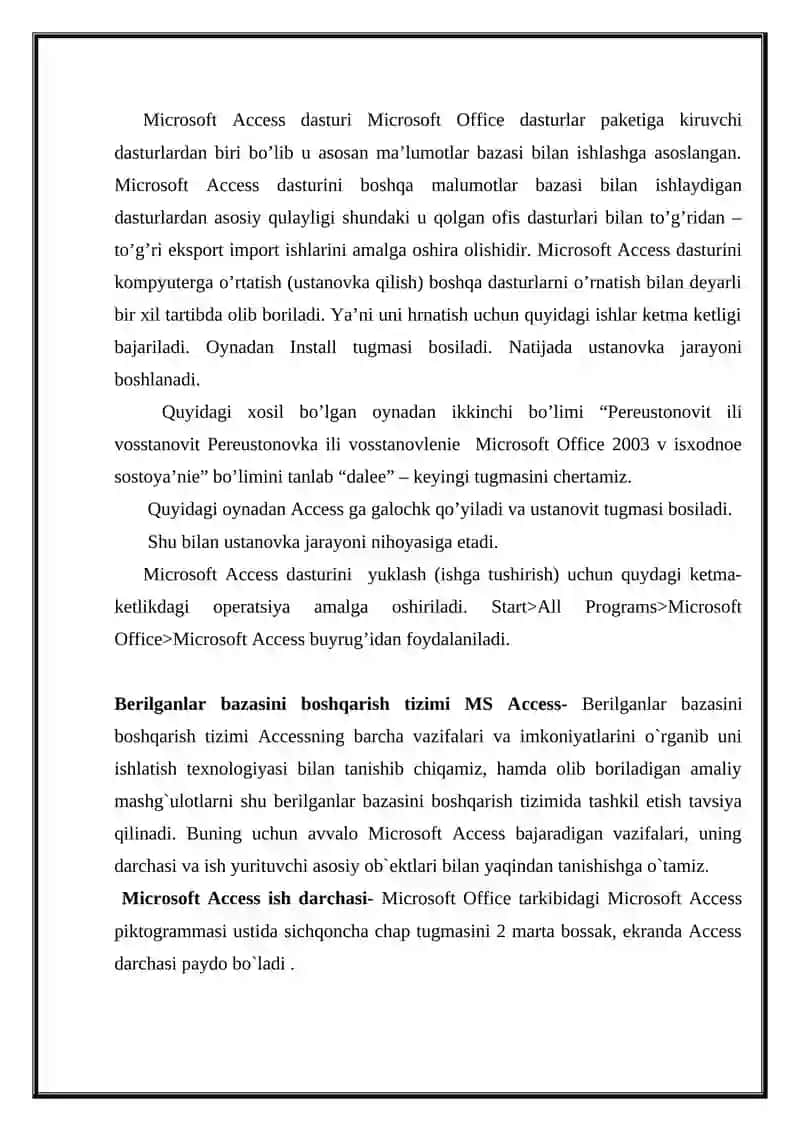 Microsoft Access dasturi 2