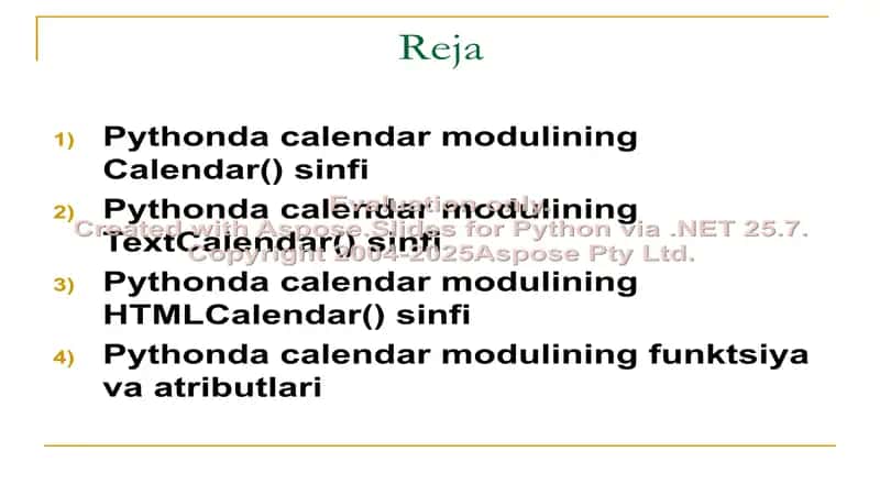 Kalendar moduli va uning imkoniyatlari 2
