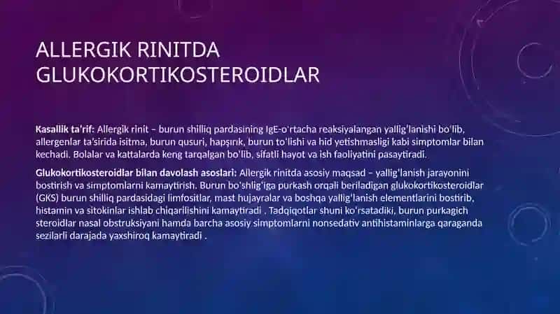 LOR kasalliklarida glukokortikosteroidlarning ahamiyati 2