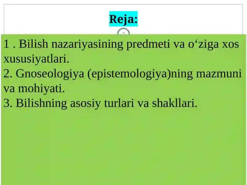 BILISH FALSAFASI 2