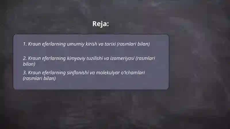 Kraun eferlar dori vositalari sifatida 2