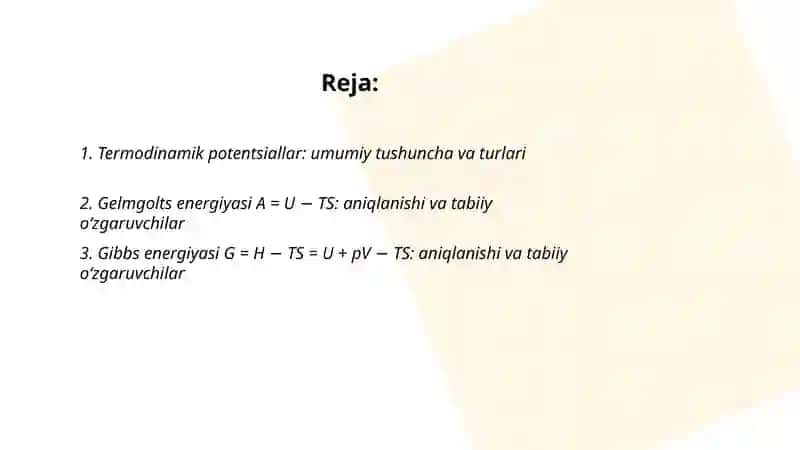 Termodinamik potentsiallar 2