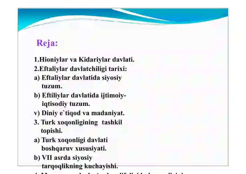 O`zbekiston o`rta asrlar davlatchiligi tarixi (V-VIII asrlar) 2
