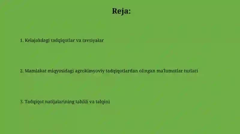 Agrokimyoviy tadqiqotlar natijalari 2