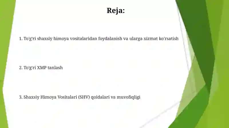 Shaxsiy Himoya Vositalari (SHV) 2