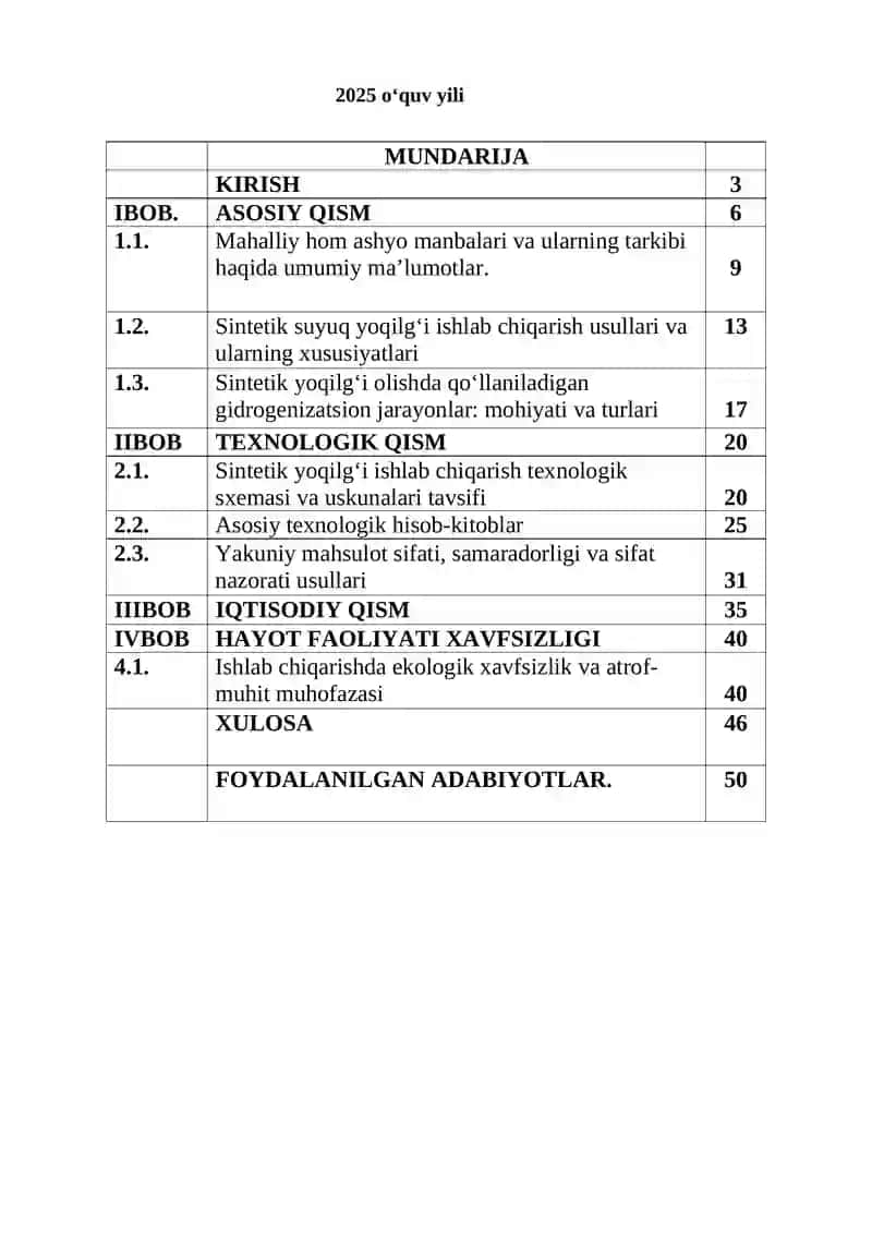 Konversiya usulida metandan sintez gaz olishning kimyoviy va texnologik asoslari 2