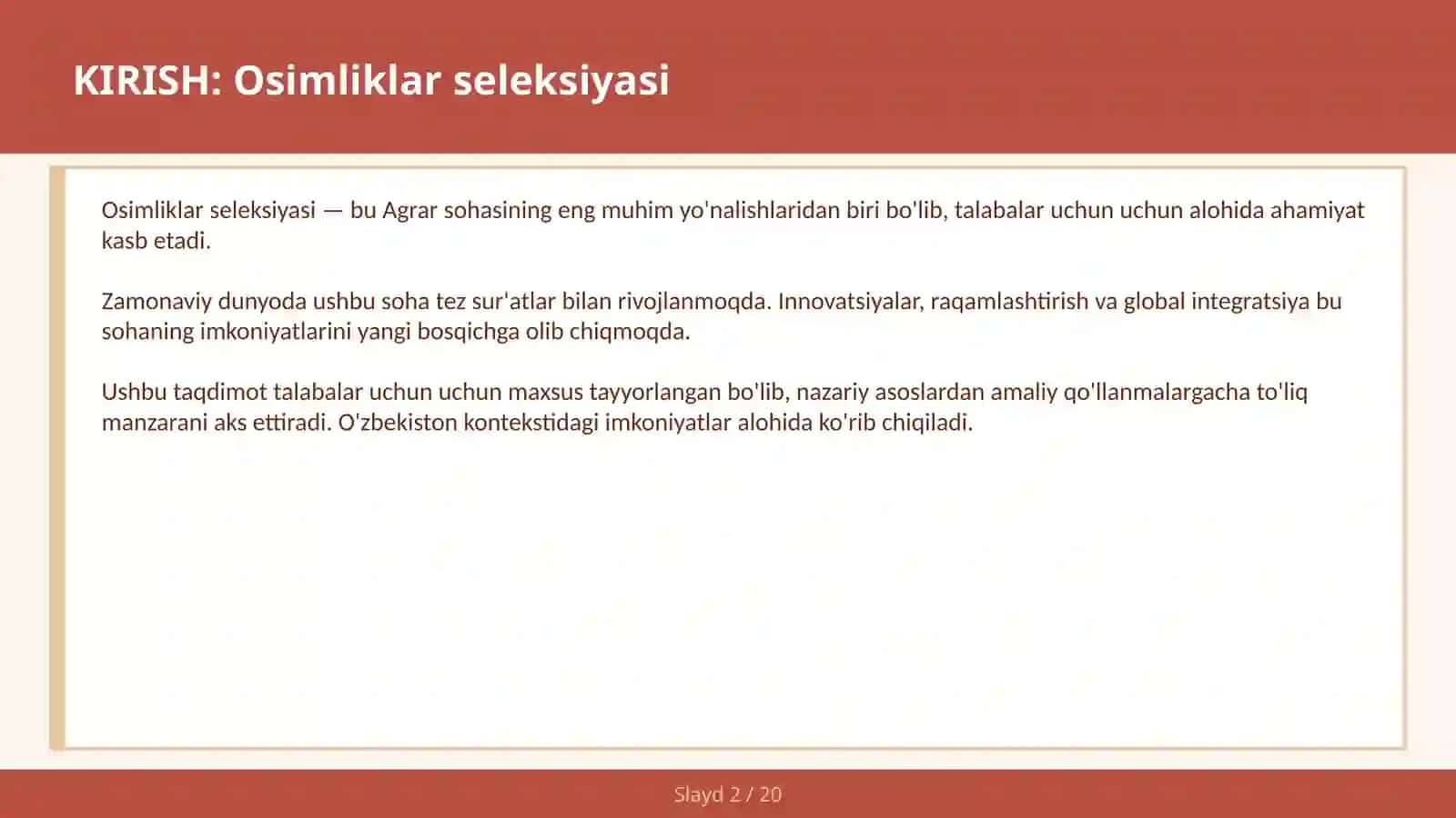 Osimliklar seleksiyasi 2