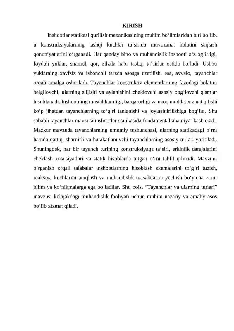 Tayanchlar va ularning turlari 2