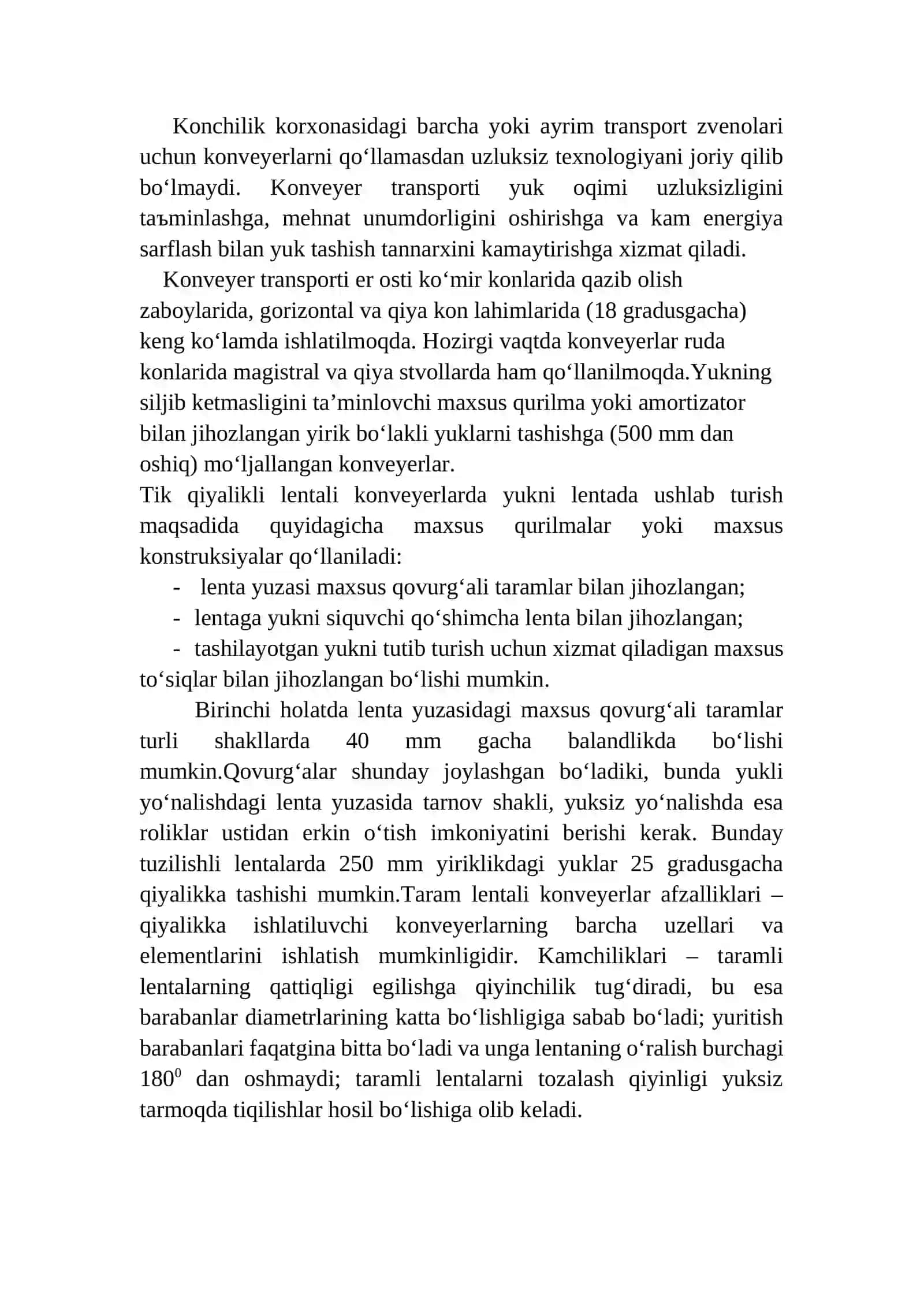 Tik qiyalikda ishlovchi konveyerlar tuzulishi va ishlash prinsipi 2