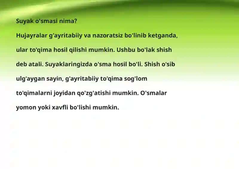 Suyak to'qimasini o'smasi 2