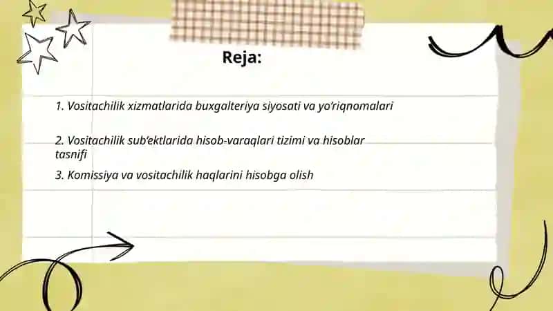 Vositachilik xizmatlarni ko‘rsatuvchi sub’ektlarda buxgalteriya hisobi 2