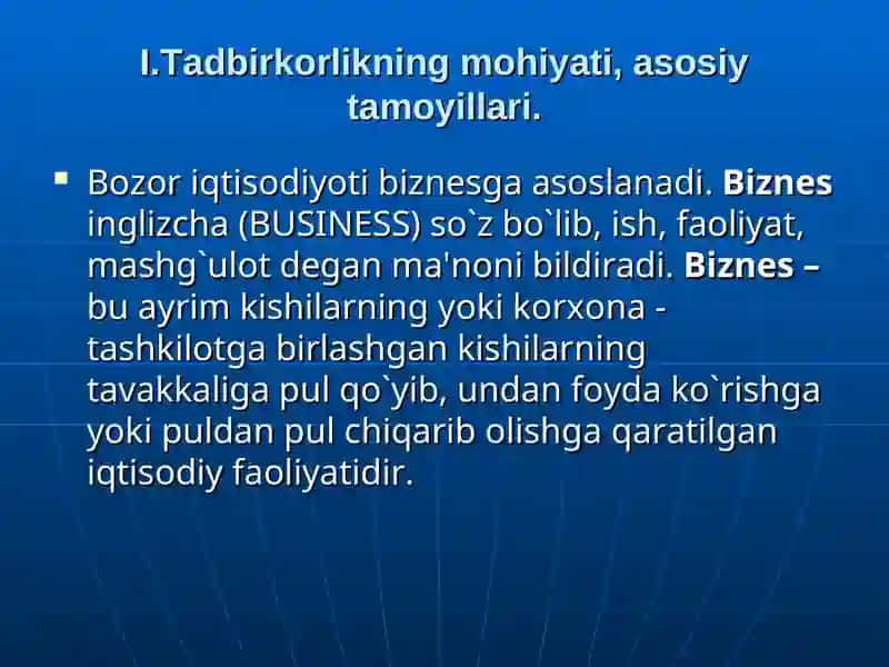 Tadbirkorlik faoliyati 2