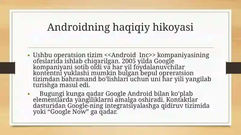 Android mobil operatsion tizimi 2