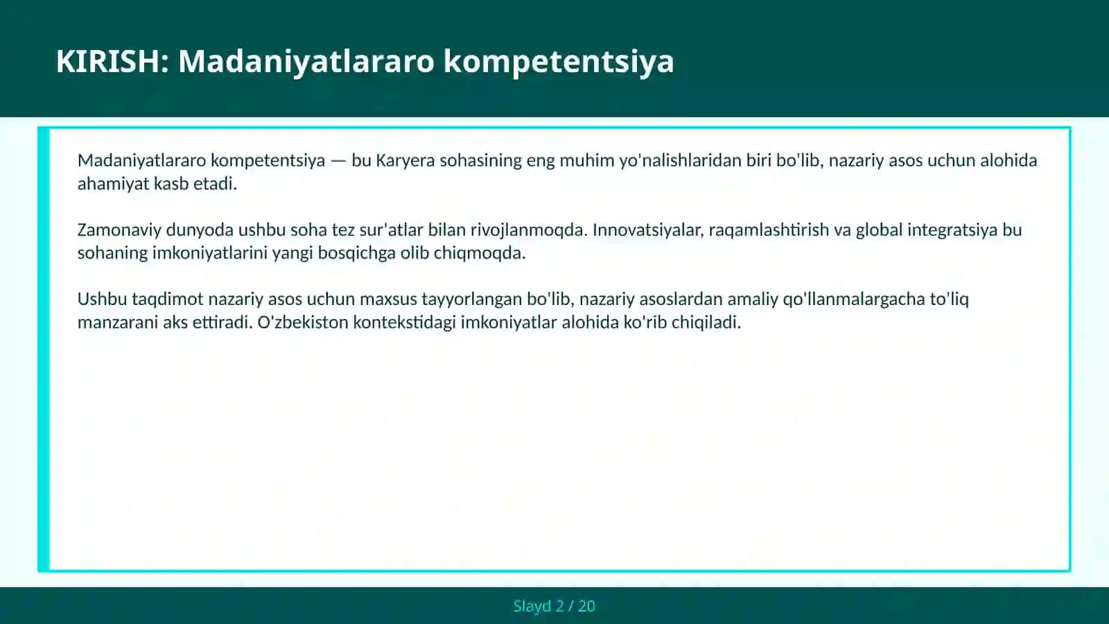 Madaniyatlararo kompetentsiya 2