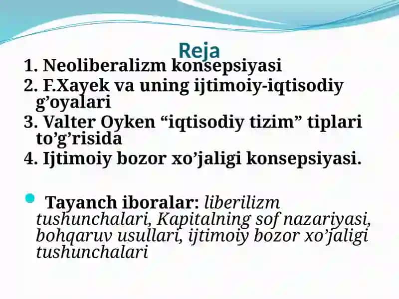 NEOLIBERALIZMVA IJTIMOIY BOZORXO’JALIGI 2