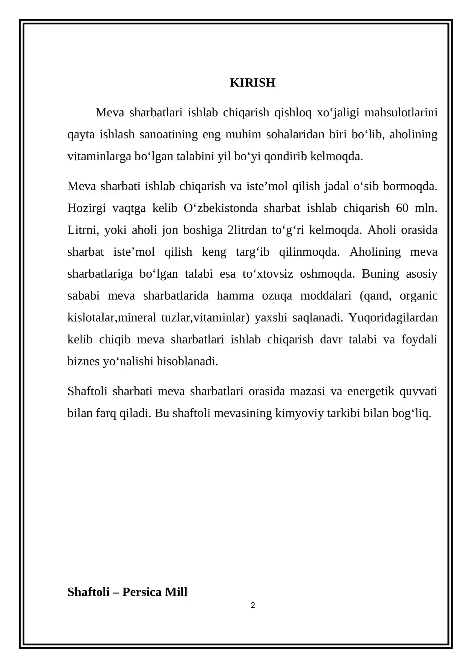 SHAFTOLI SHARBATI ISHLAB CHIQARISH TIZIMINI 2