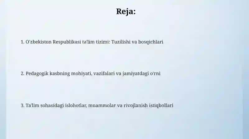 O'zbekiston Respublikasi ta'lim tizimi 2