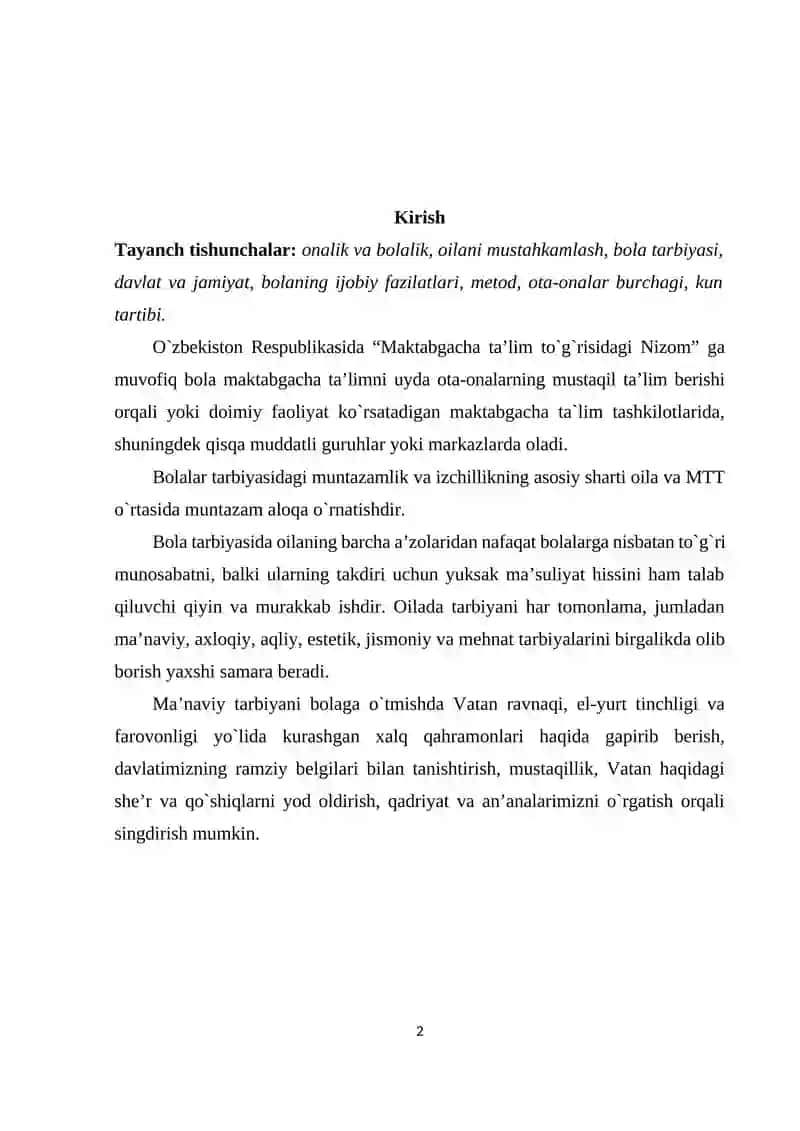 MAKTABGACHA TA’LIM MUASSASASI, OILA VA MAKTAB HAMKORLIGI 2