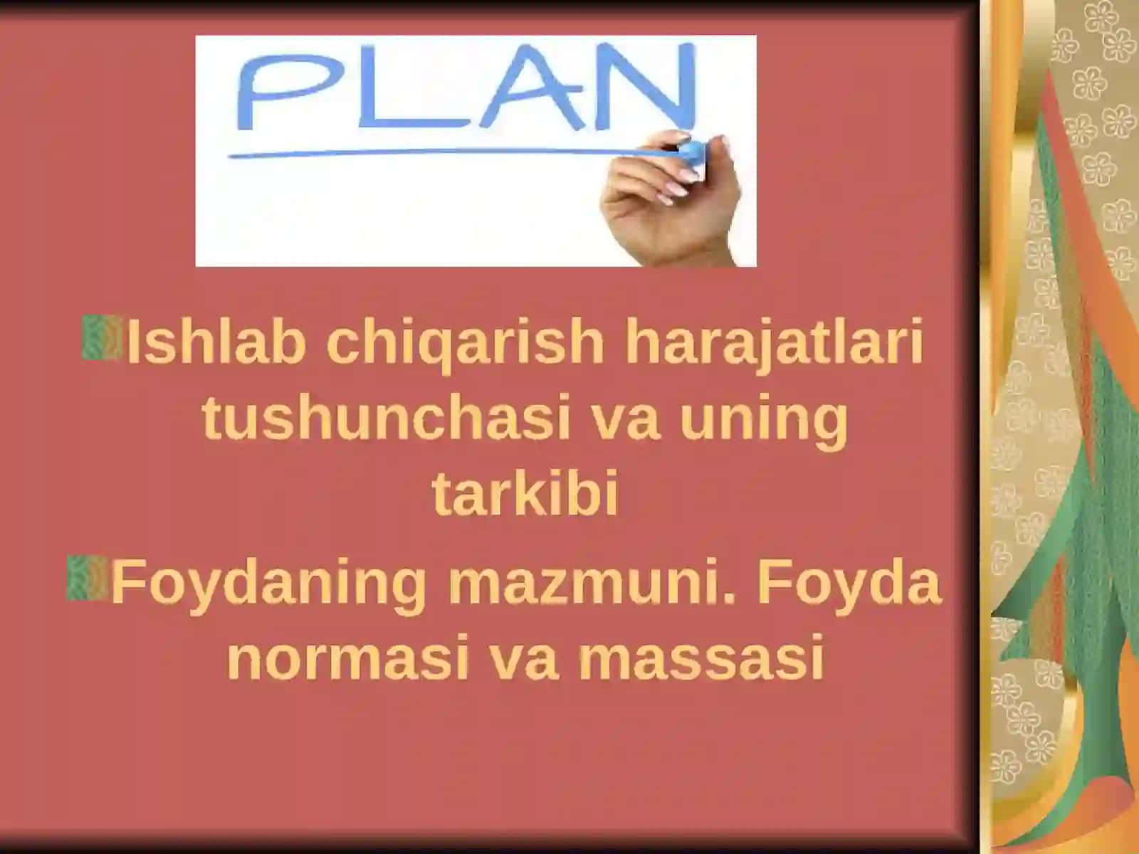 Iqtisodiy harajatlar va foyda 2