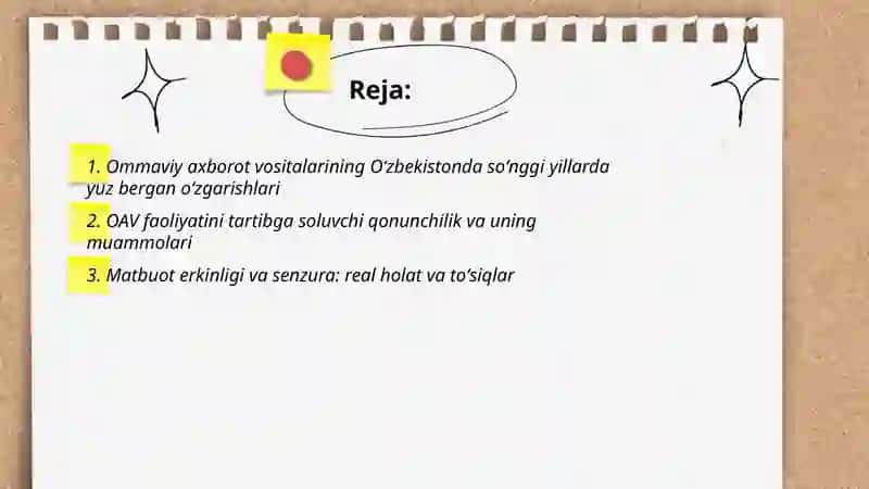 Ommaviy Axborot Vositalarining faoliyati, (oʻzgarish va muammolar) 2