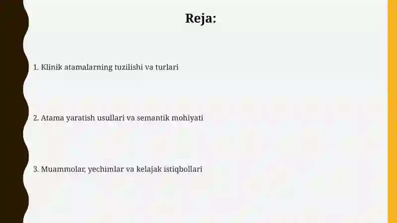 Klinik terminlar yasovchi atama elementlari 2