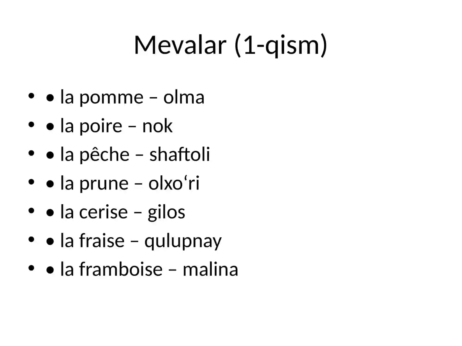 Les fruits – Mevalar 2