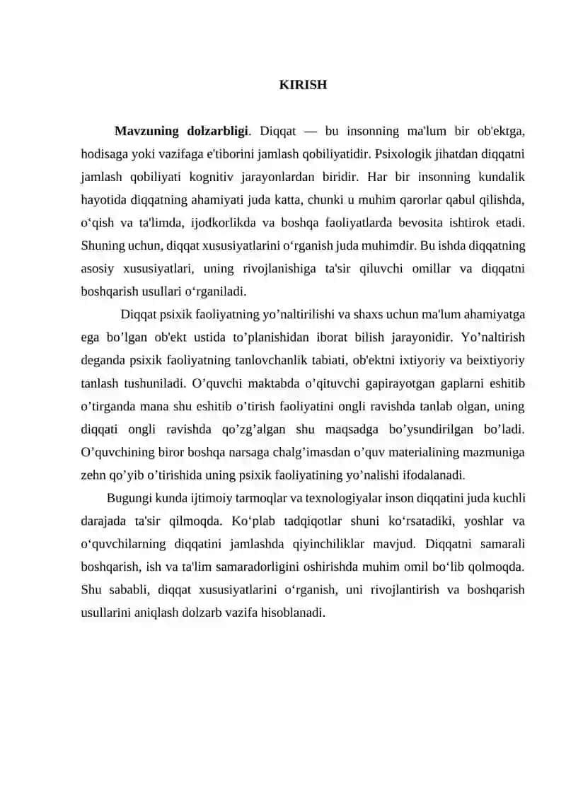 Diqqat xususiyatlari 2
