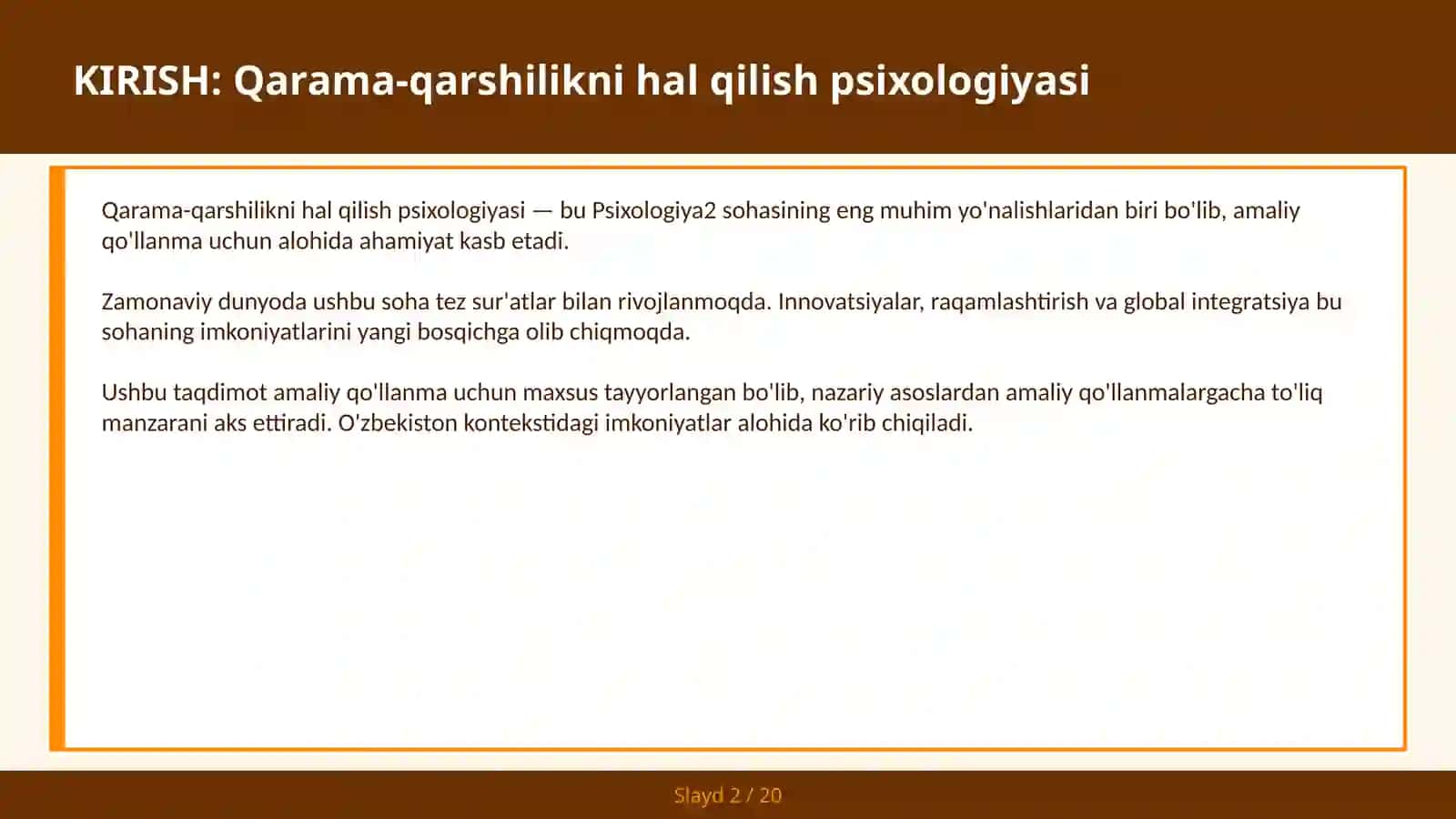 QARAMA-QARSHILIKNI HAL QILISH PSIXOLOGIYASI 2