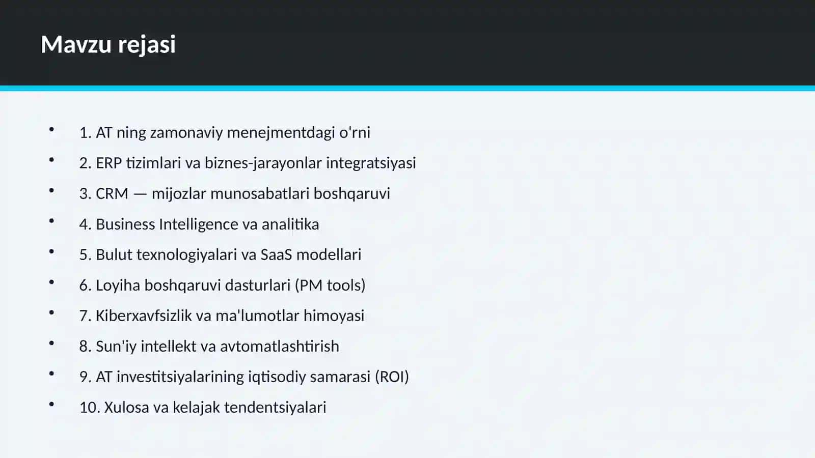 Menejmentda Axborot Texnologiyalaridan Foydalanish 2