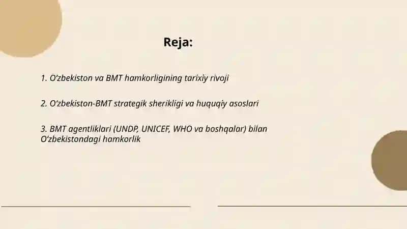 O‘zbekiston va BMT Hamkorlik Aloqalari 2