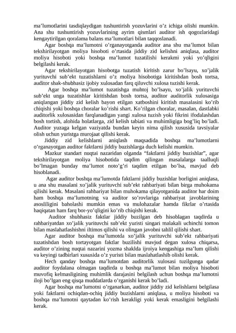 Moliyaviy Hisobotni Qayta Ko’rib Chiqish 2