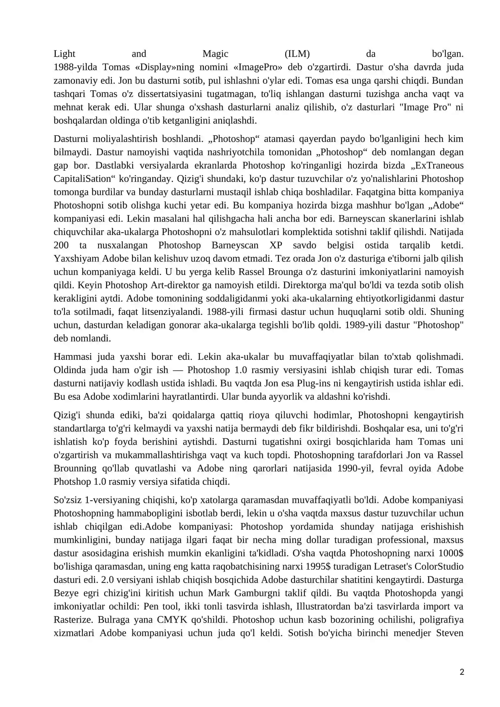 Adobe Photoshop dasturi va uning imkoniyatlari 2