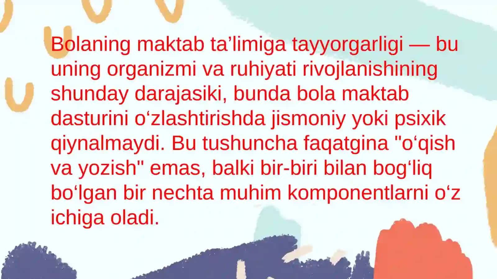 Bolaning maktab ta'limiga tayyorgarligi 2